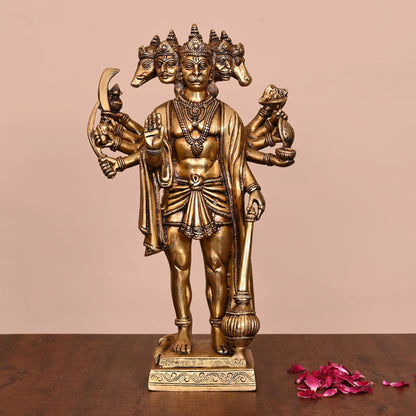 Brass Superfine Panchmukhi Hanuman Idol (14 Inch)