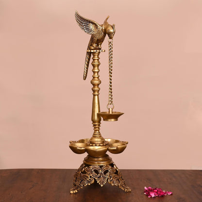 Brass Superfine Parrot Long Lamp (21 Inch)