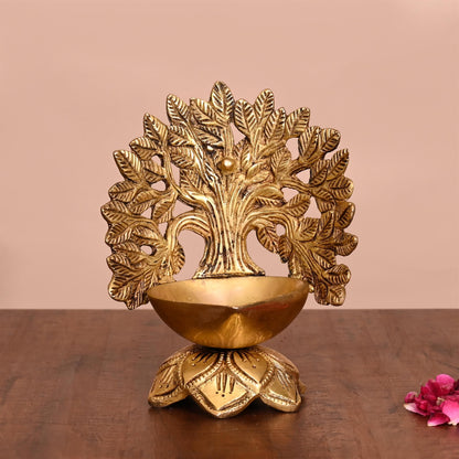 Brass Kalpvriksha Diya/Lamp (6 Inch)