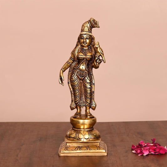 Brass Superfine Goddess Andal Idol (9.5 Inch)
