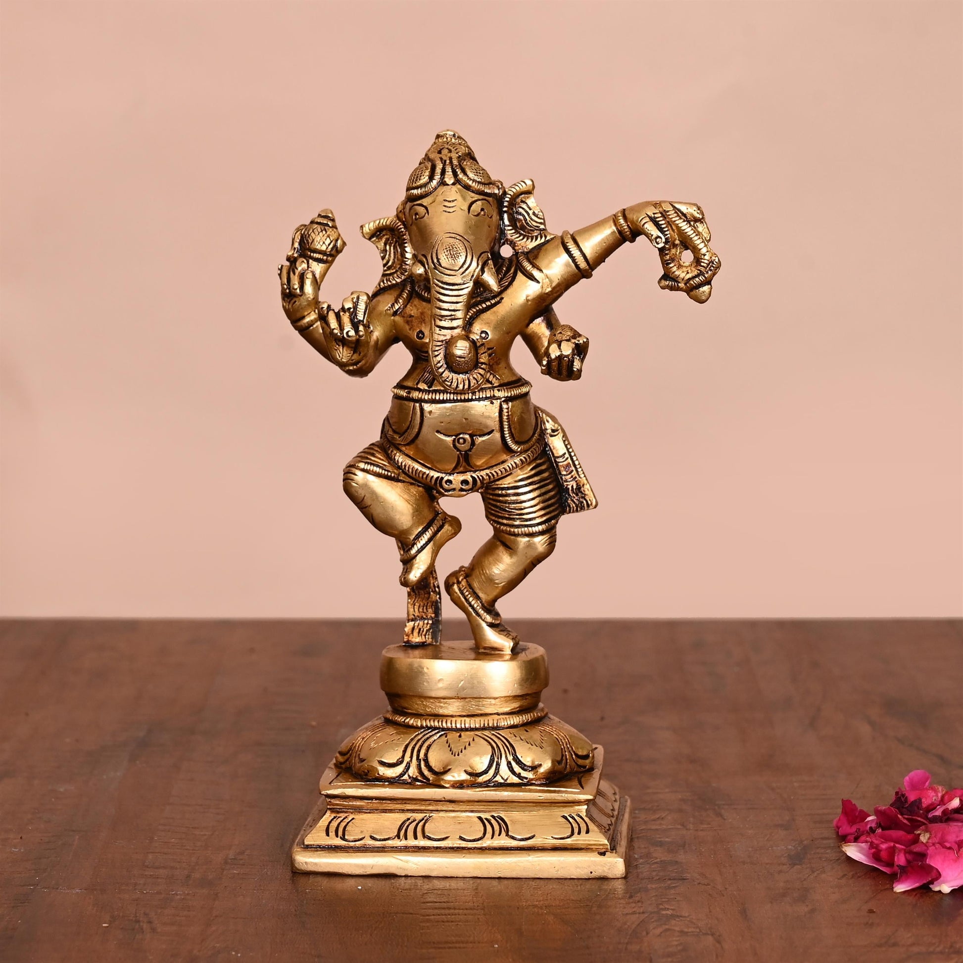 Brass Superfine Dancing Ganesha Idol (6.2 Inch)