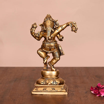 Brass Superfine Dancing Ganesha Idol (6.2 Inch)