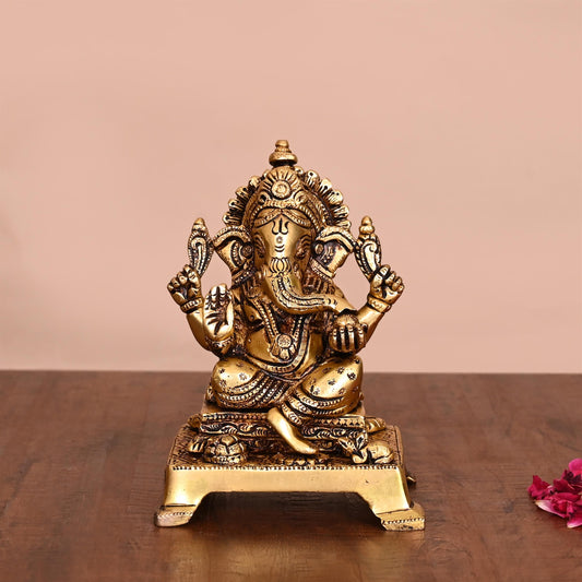 Brass Lord Ganesha Idol (5.5 Inch)