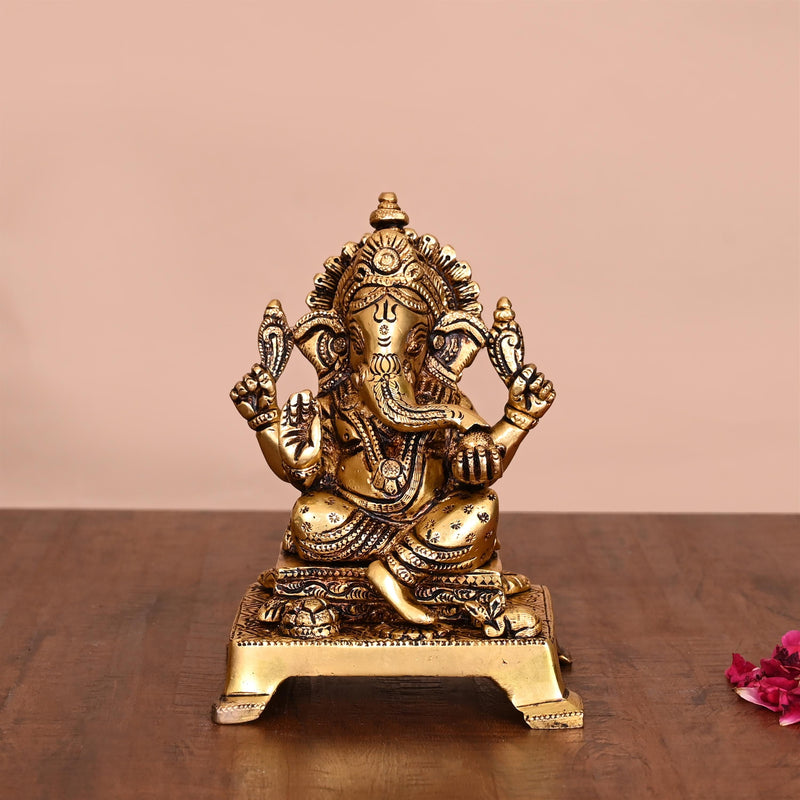 Brass Lord Ganesha Idol (5.5 Inch)