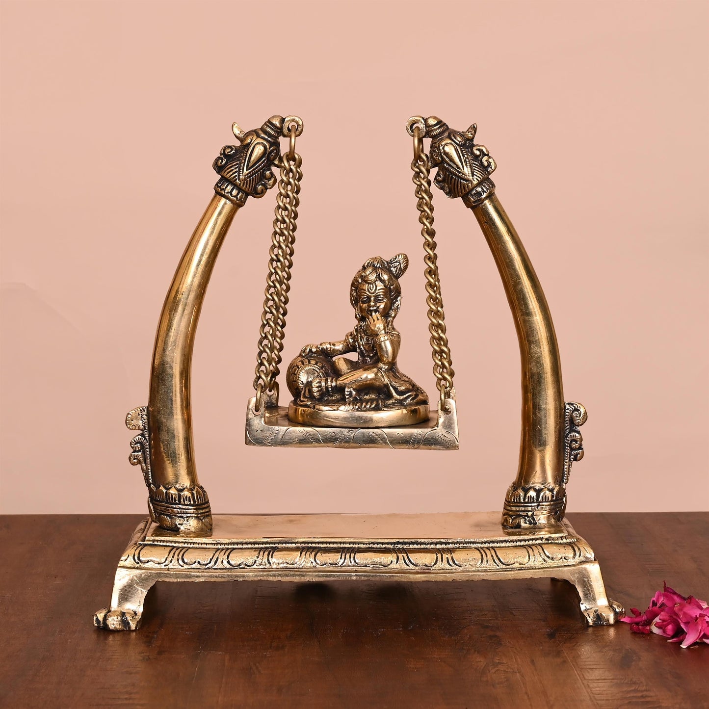 Brass Laddu Gopal On Swing/Jhula (10")