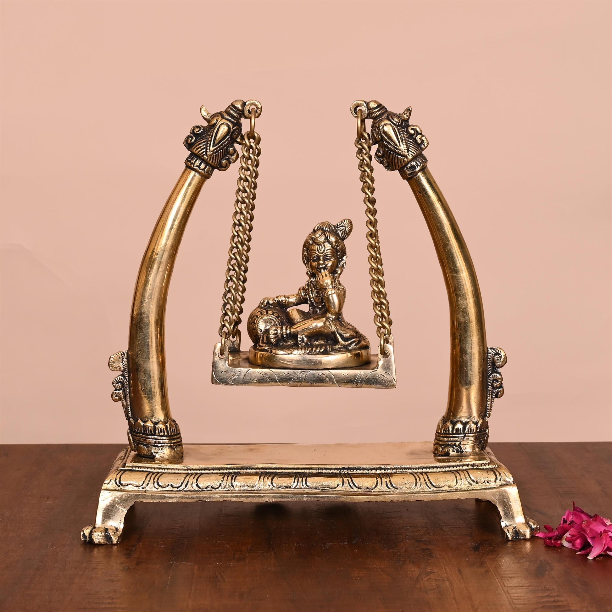 Brass Laddu Gopal On Swing/Jhula (10")