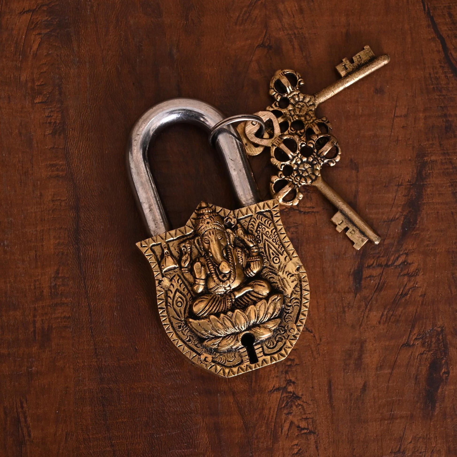 Brass Ganesha Door Lock (4.5 Inch)