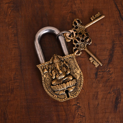 Brass Ganesha Door Lock (4.5 Inch)