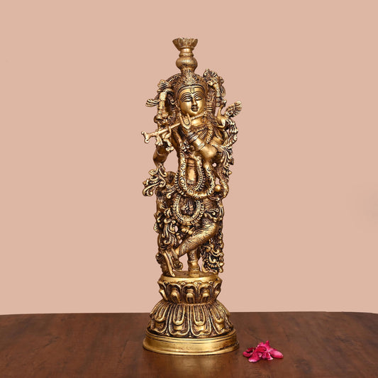 BRASS SUPERFINE LORD KRISHNA STATUE (21 INCH)