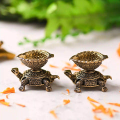 Brass Tortoise Oil Lightweight Diya Pair (1.5 Inch)