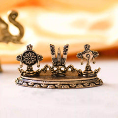 Brass Shankh Chakra Namah Lightweight Showpiece (1.5 Inch)