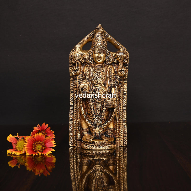 Brass Superfine Tirupati Balaji/Venkateshwar Idol Wall Hanging (7.5 Inch)