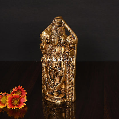 Brass Superfine Tirupati Balaji/Venkateshwar Idol Wall Hanging (7.5 Inch)
