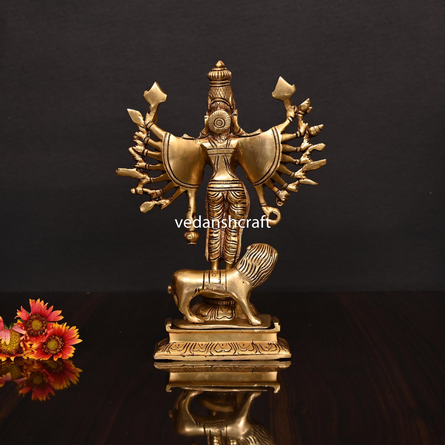 Brass Goddess Mahishasura Mardini Superfine Idol (9.5 Inch)