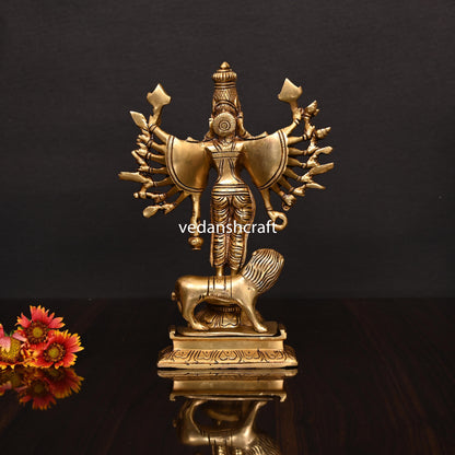 Brass Goddess Mahishasura Mardini Superfine Idol (9.5 Inch)