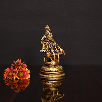 Brass Lord Ayyappa/Ayyappan Idol (5.2 Inch)
