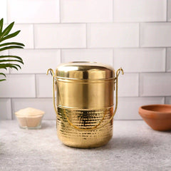 Brass Elegant Hammered Milk Pot With Lid (8.7 Inch)