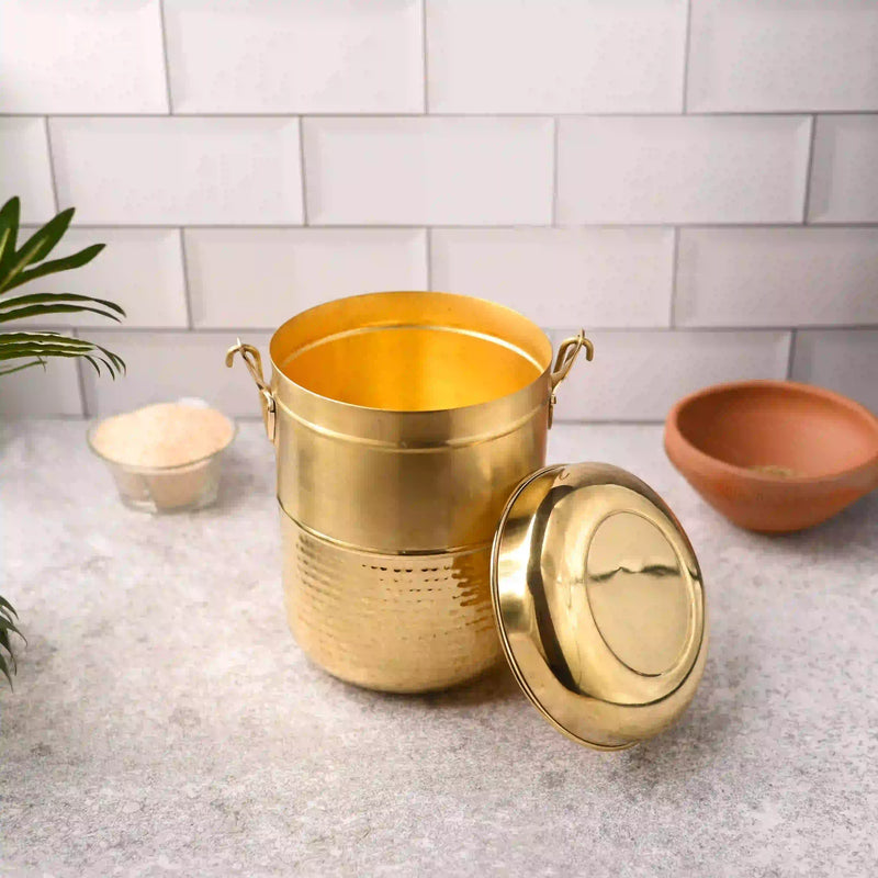 Brass Elegant Hammered Milk Pot With Lid (8.7 Inch)