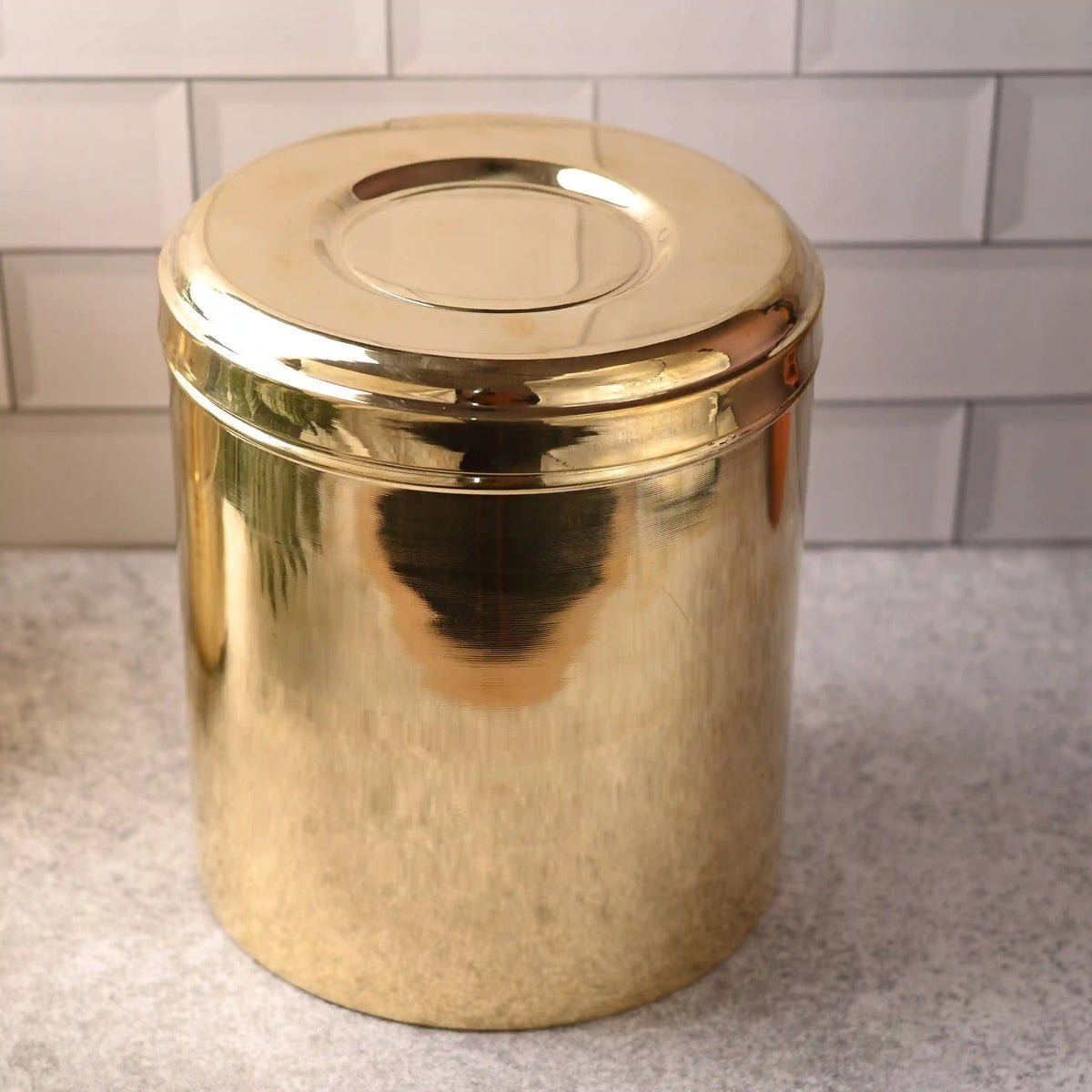 Brass Storage Container With Lid (11 Inch)