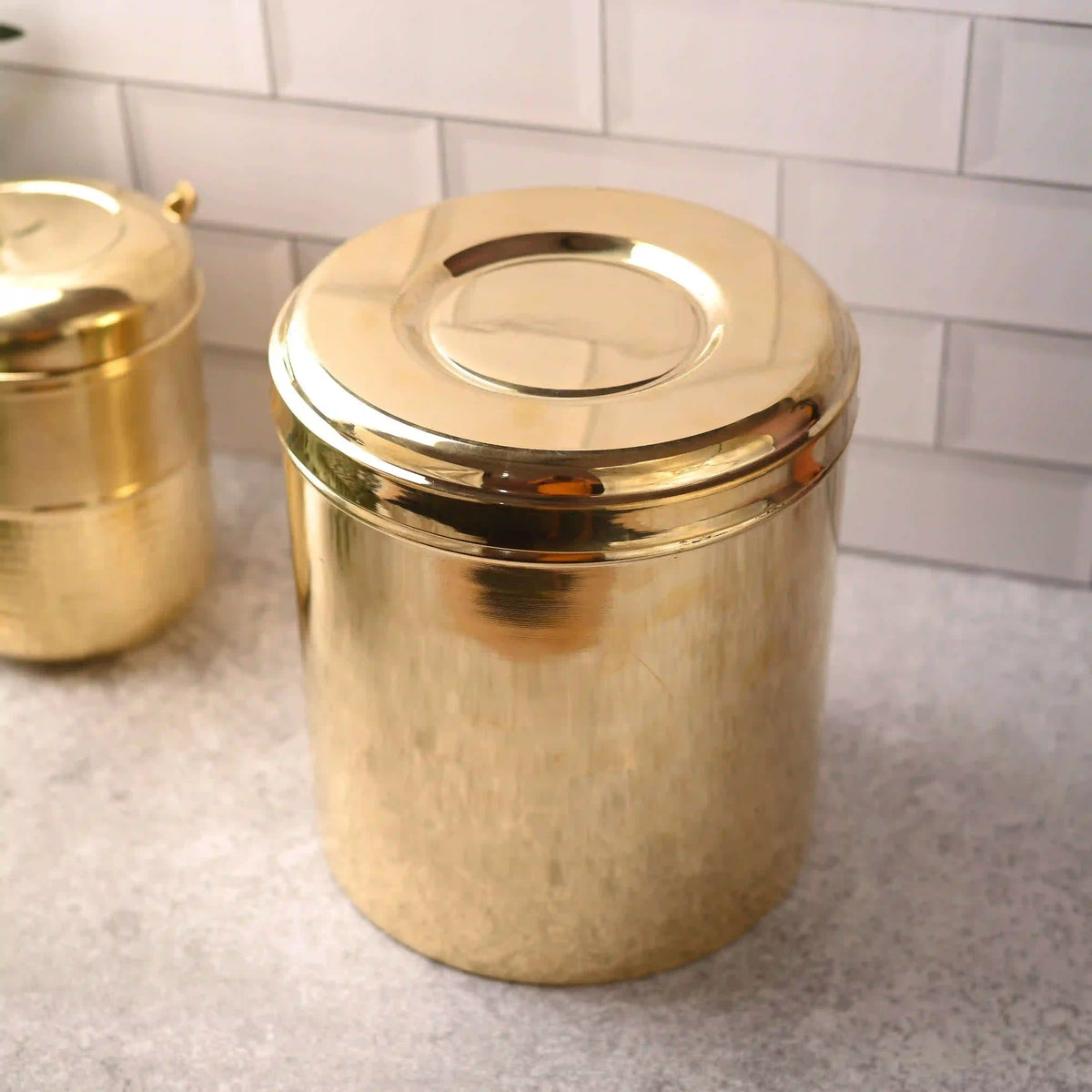 Brass Storage Container With Lid (11 Inch)