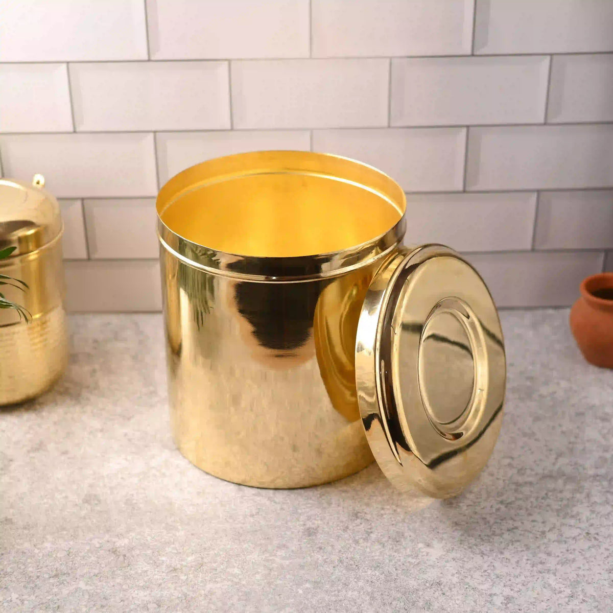 Brass Storage Container With Lid (11 Inch)