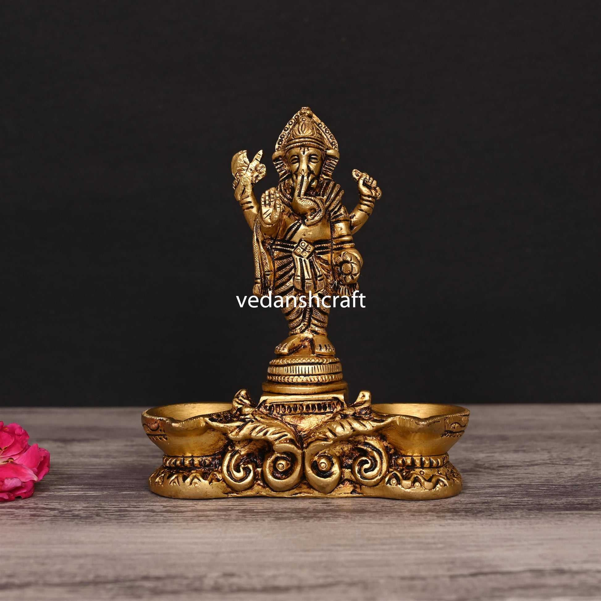 Brass Blessing Ganesha Diya (5.5 Inch)