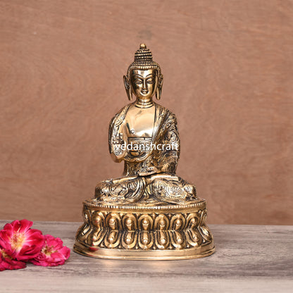 Brass Hand carved Blessing Buddha (8.5 Inch)