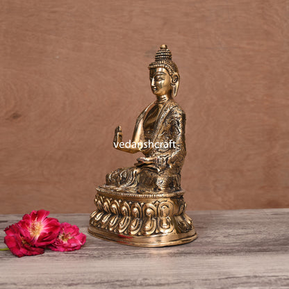 Brass Hand carved Blessing Buddha (8.5 Inch)
