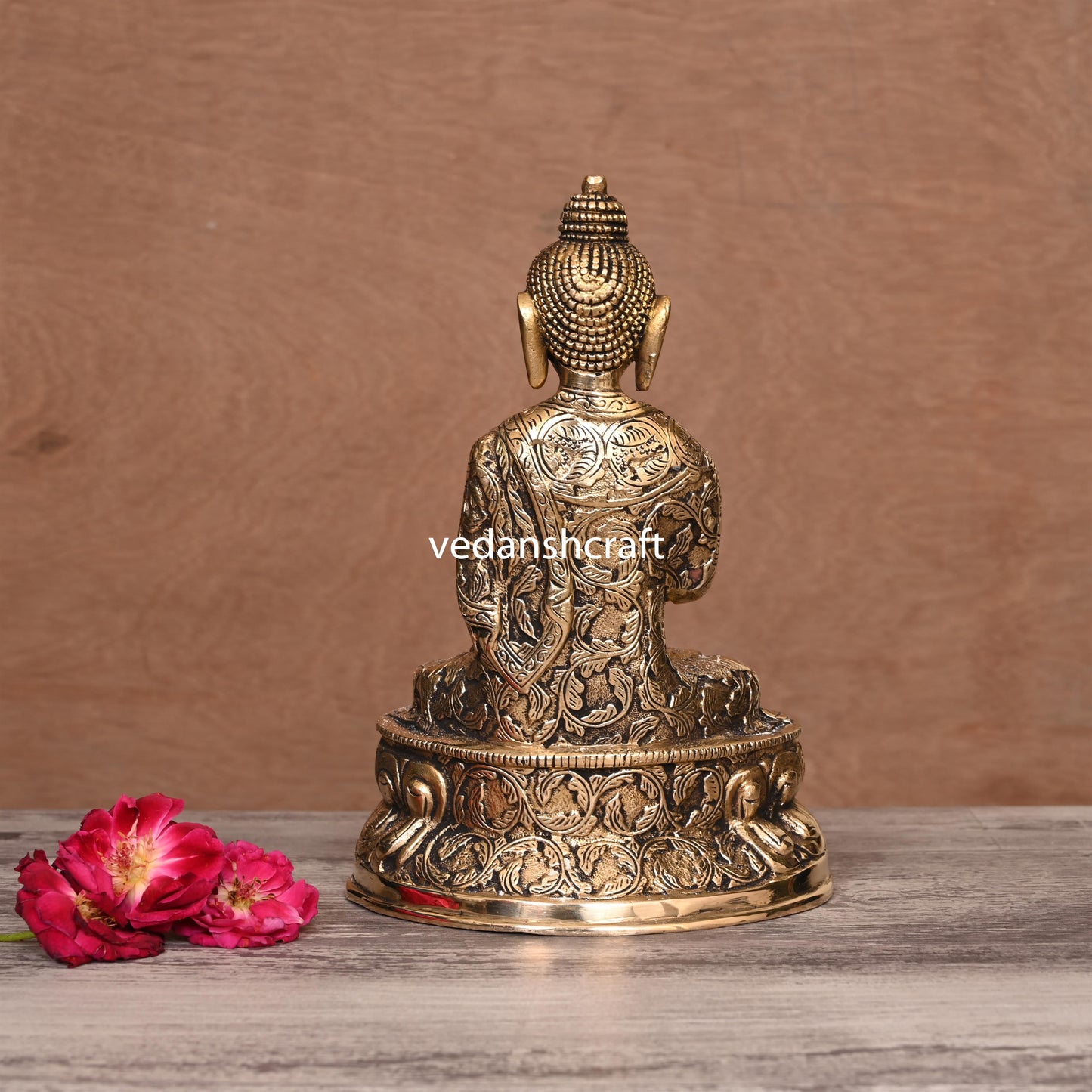 Brass Hand carved Blessing Buddha (8.5 Inch)