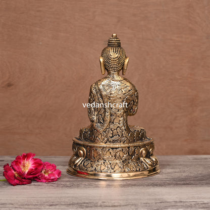 Brass Hand carved Blessing Buddha (8.5 Inch)