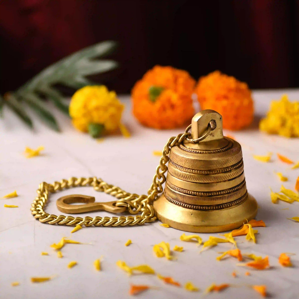 Brass Wall Hanging Temple Bell – Handcrafted Traditional Decor (21.8 Inch)