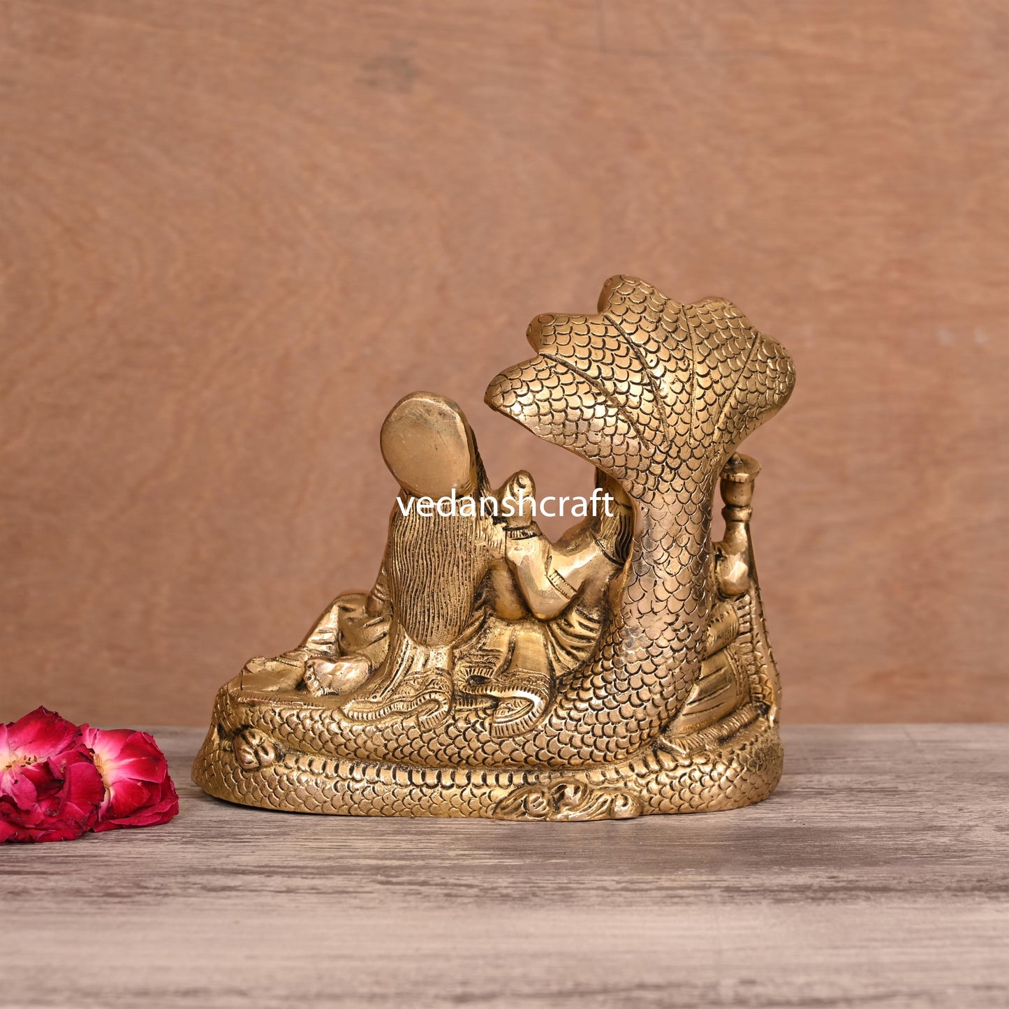 Brass Vishnu Lakshmi On Sheshnag Idol (6.5 Inch)