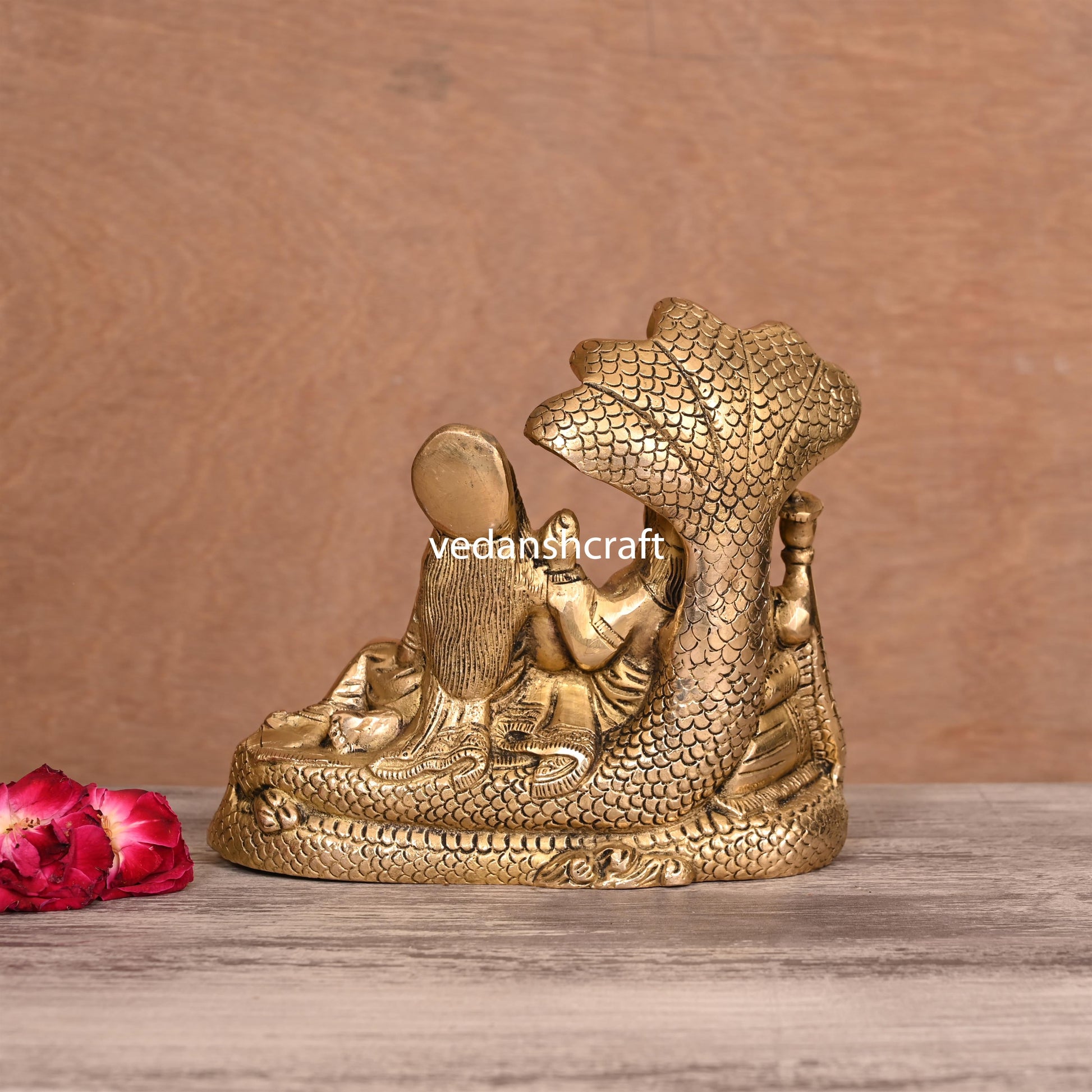 Brass Vishnu Lakshmi On Sheshnag Idol (6.5 Inch)