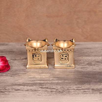 Brass Tulsi Diya Pair (1.9 Inch)