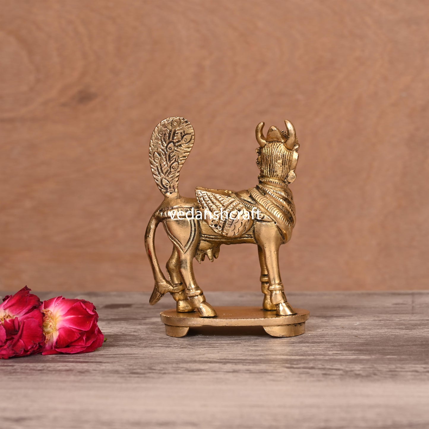 Brass Kamdhenu Cow Idol (4.5 Inch)