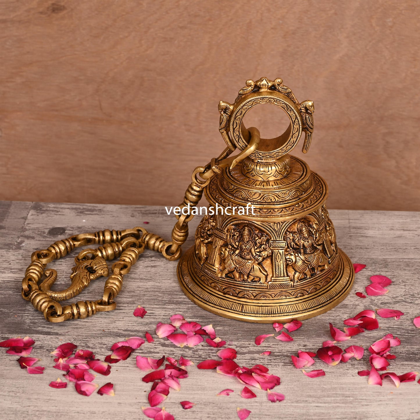 Brass Superfine Durga Wall Hanging Temple Bell (32.5 Inch)