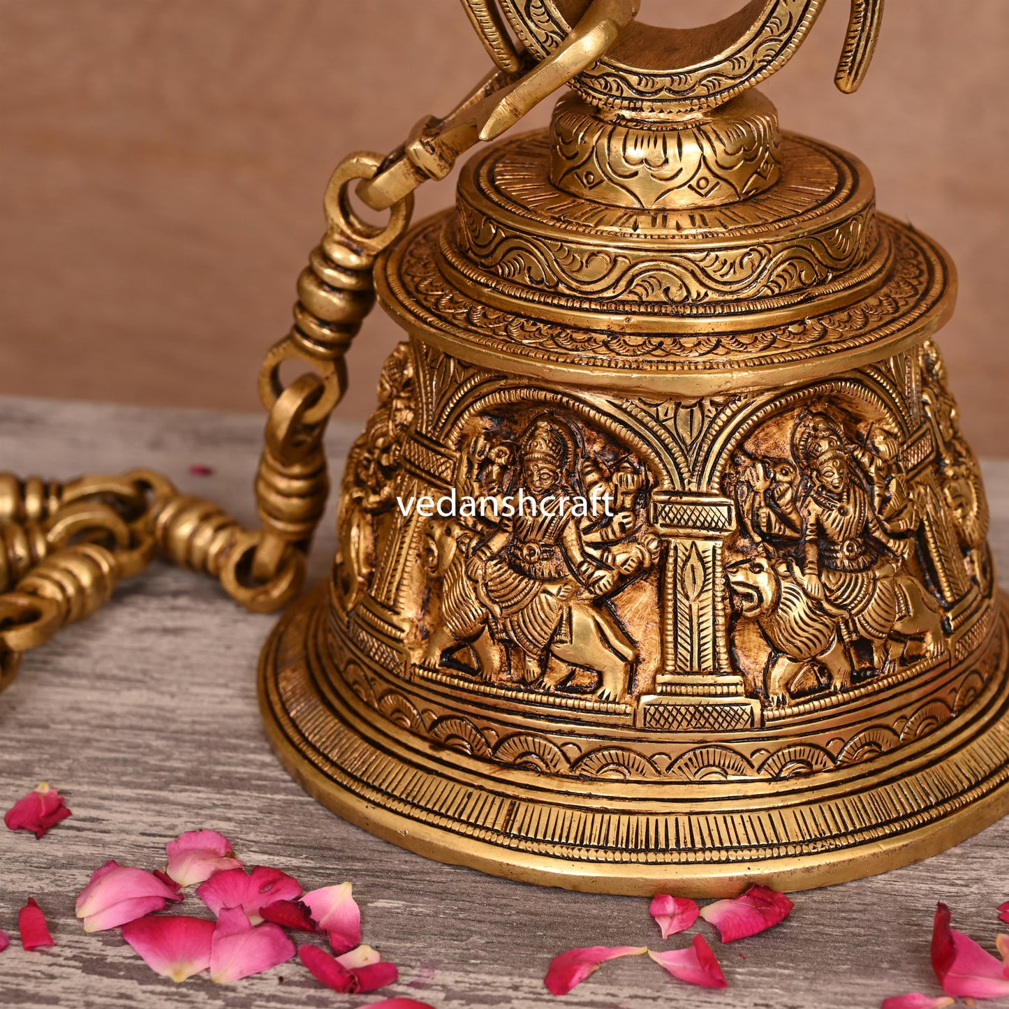 Brass Superfine Durga Wall Hanging Temple Bell (32.5 Inch)
