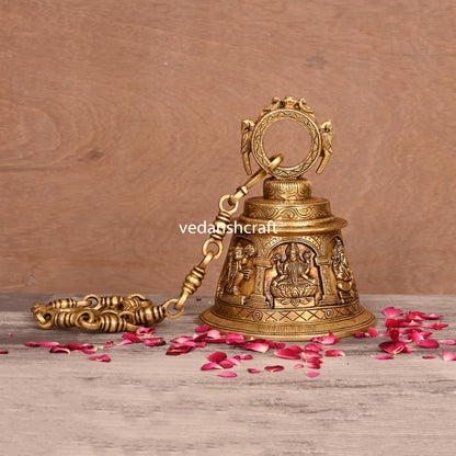 Brass Superfine God & Goddess Wall Hanging Temple Bell (33 Inch)