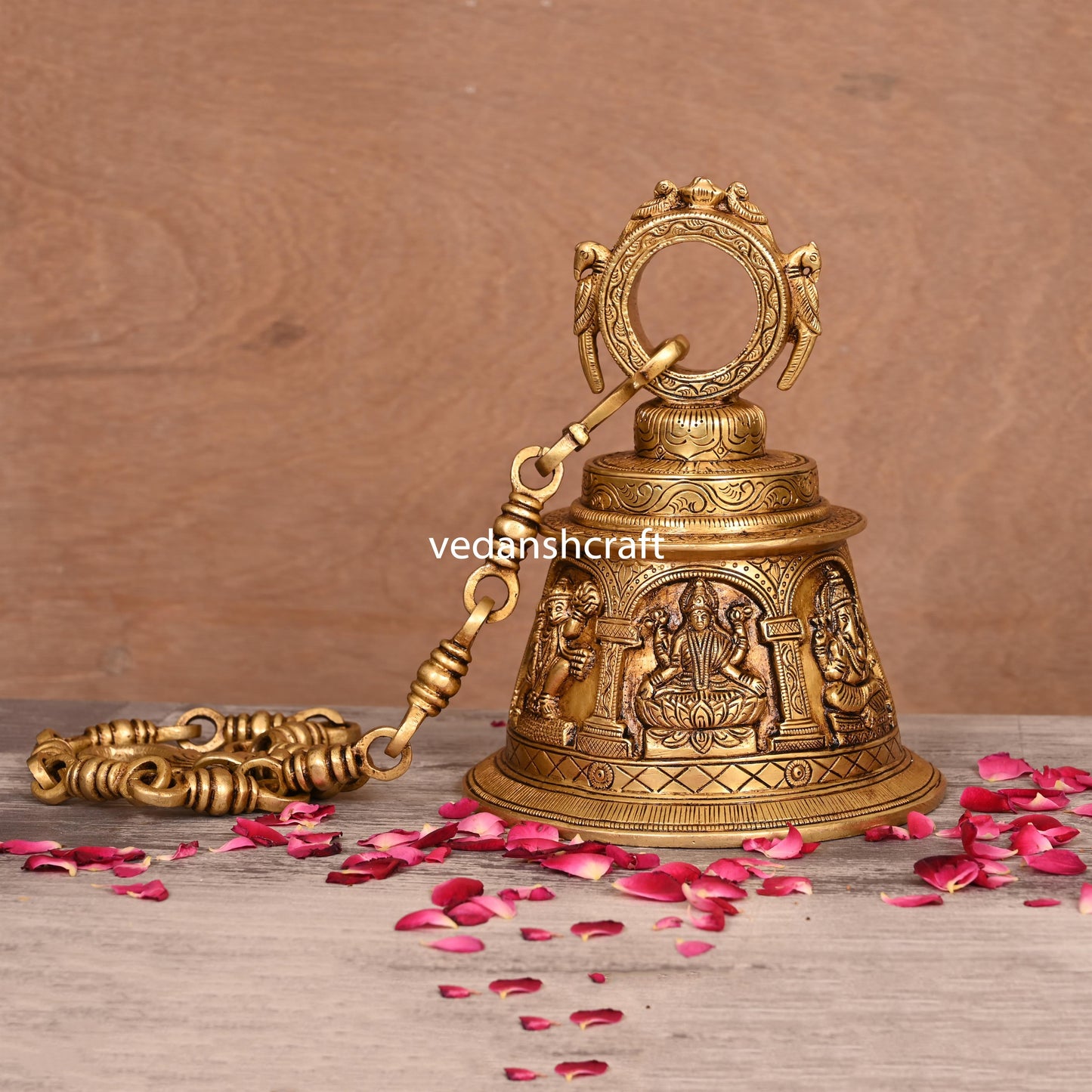 Brass Superfine God & Goddess Wall Hanging Temple Bell (33 Inch)