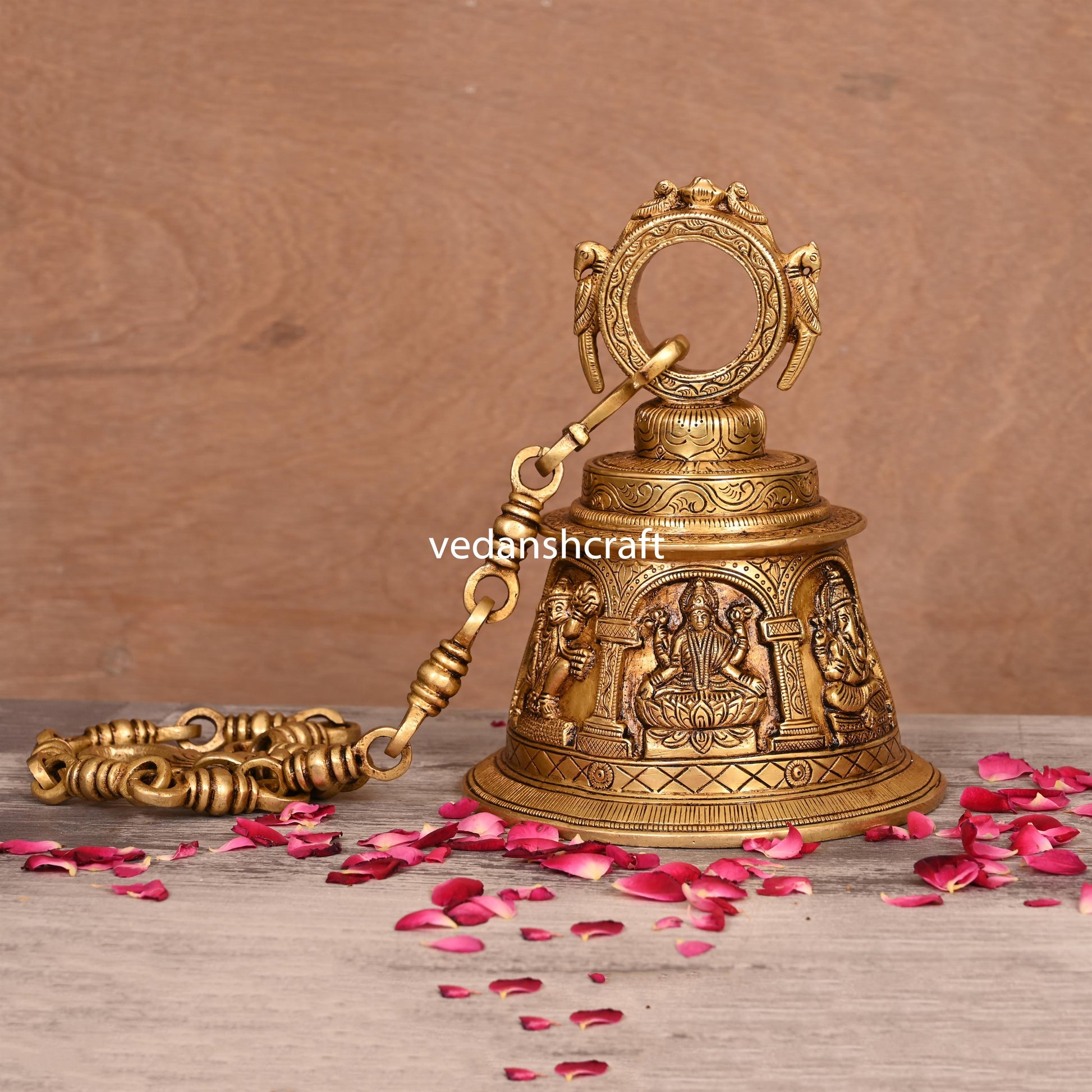 Brass Superfine God & Goddess Wall Hanging Temple Bell (33 Inch)