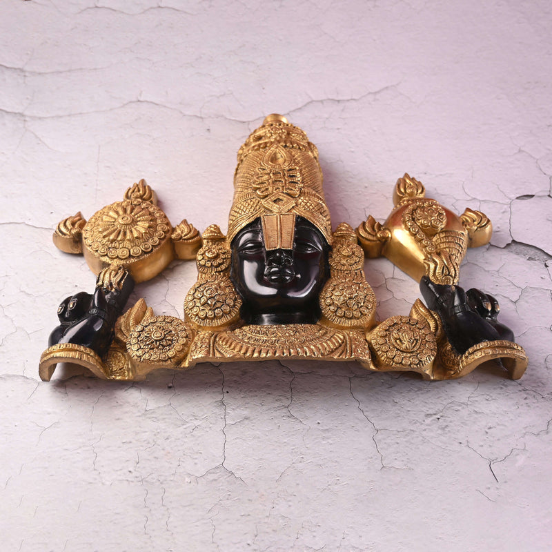 Brass Tirupati Balaji Wall Hanging – Handmade Venkateshwar Decor (14.8 Inch)