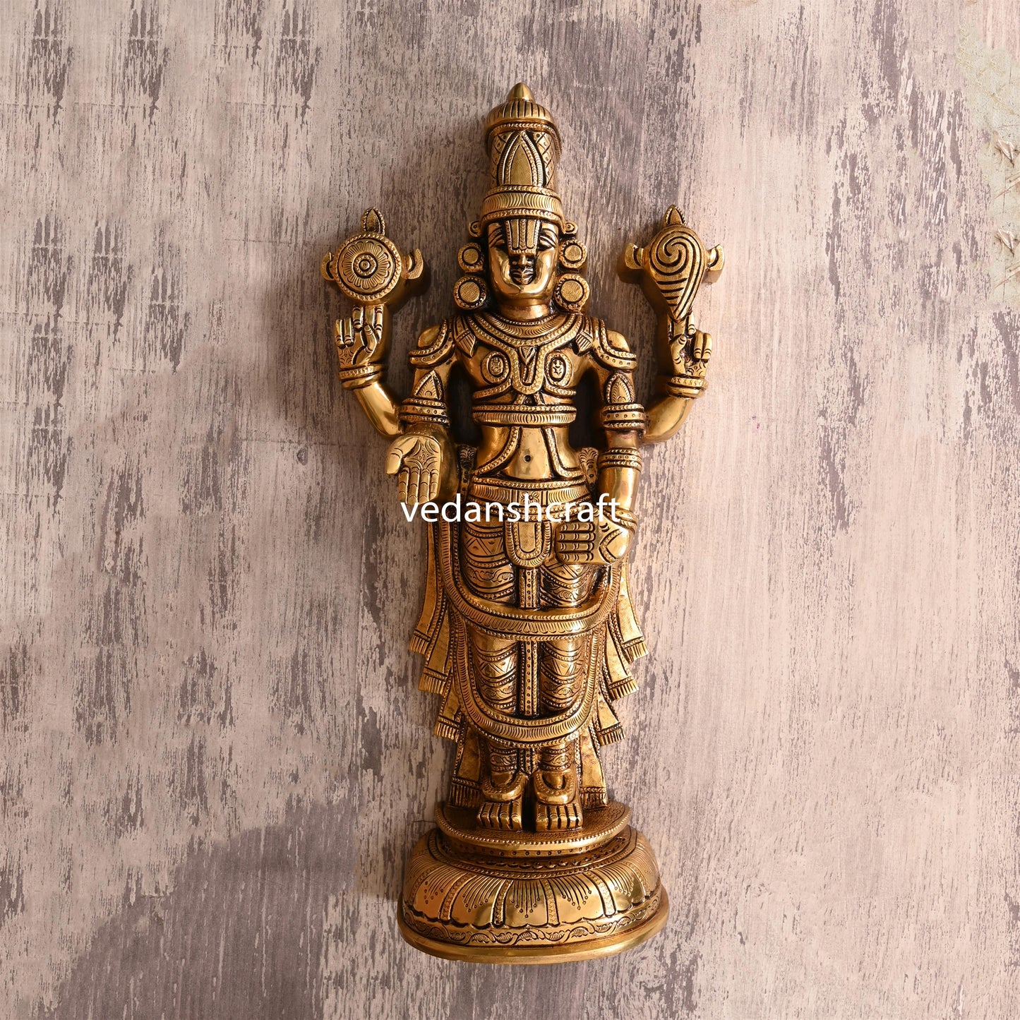 Brass Superfine Tirupati Balaji/Venkateshwar Idol Wall Hanging (17 Inch)