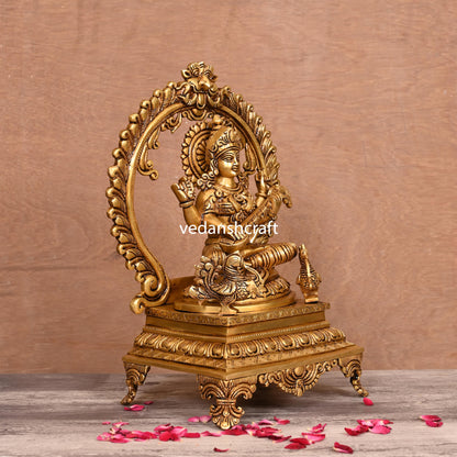 Brass Superfine Saraswati On Throne (14 Inch)