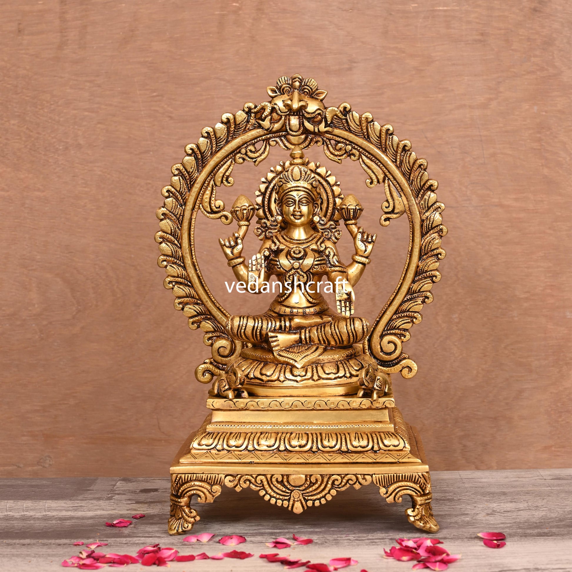 Brass Superfine Lakshmi, Ganesha And Saraswati On Throne Idol Set (14 Inch)