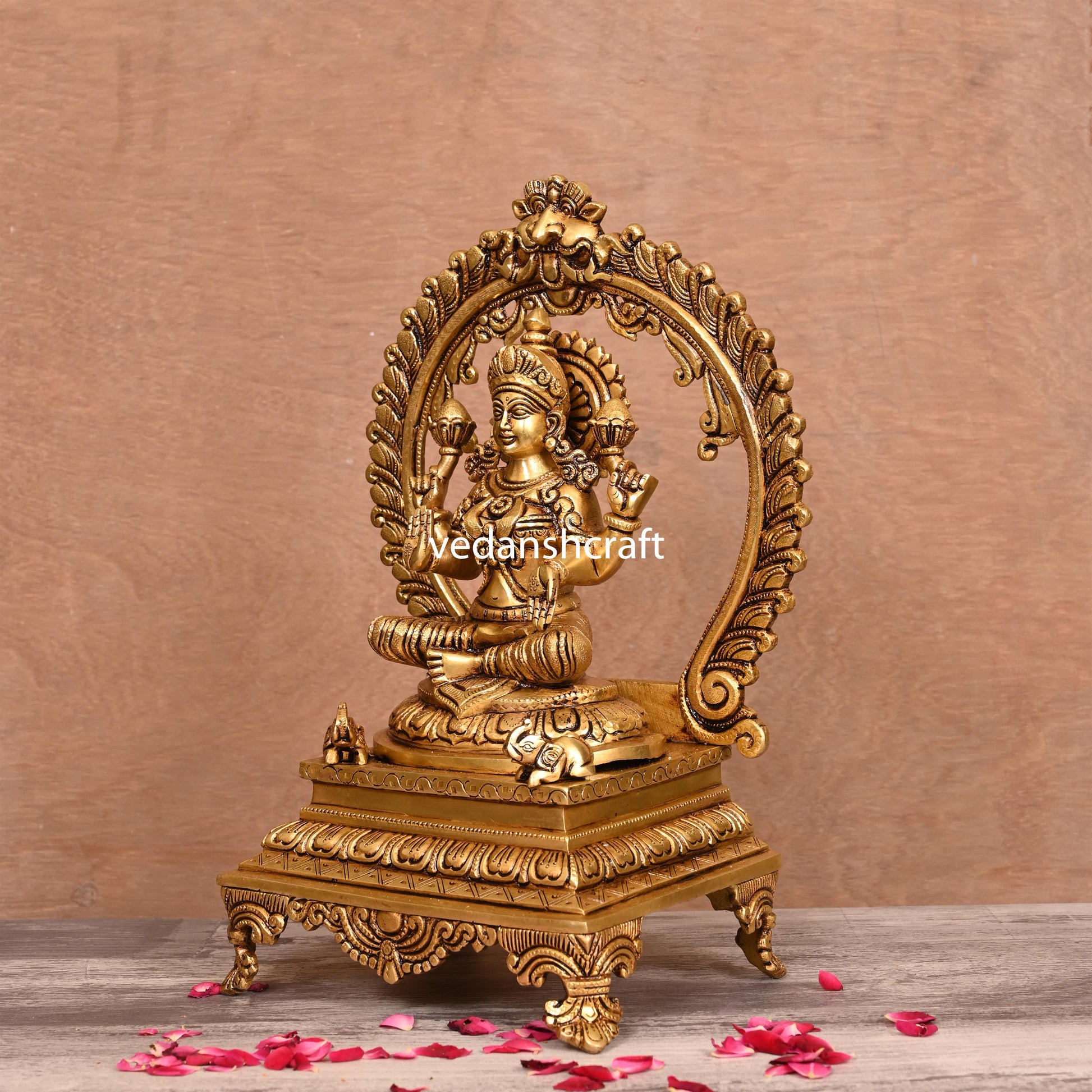 Brass Superfine Lakshmi On Throne (14 Inch)