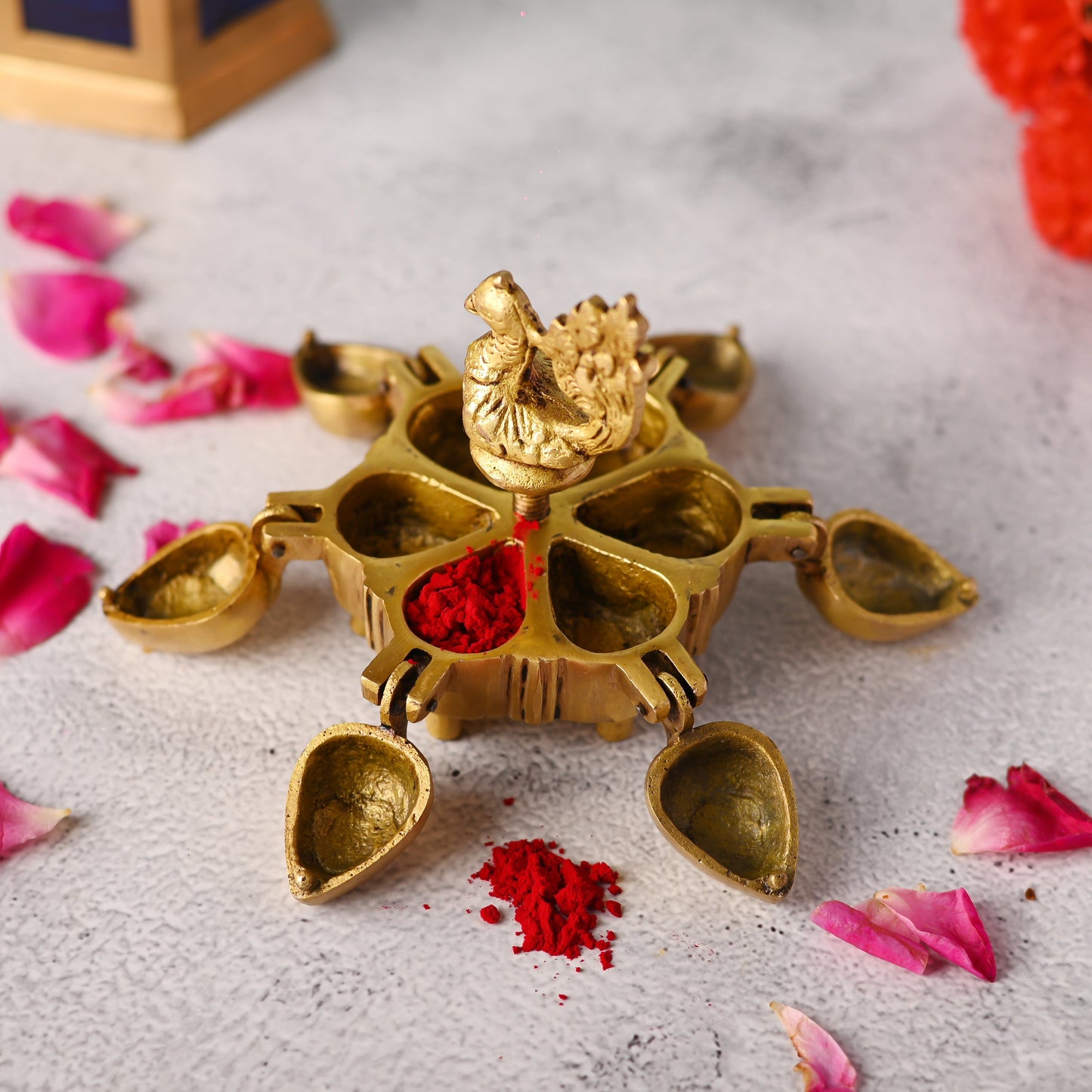 Brass Peacock Kumkum Box (3.5 Inch)