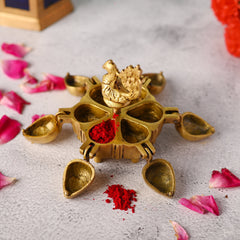 Brass Peacock Kumkum Box (3.5 Inch)