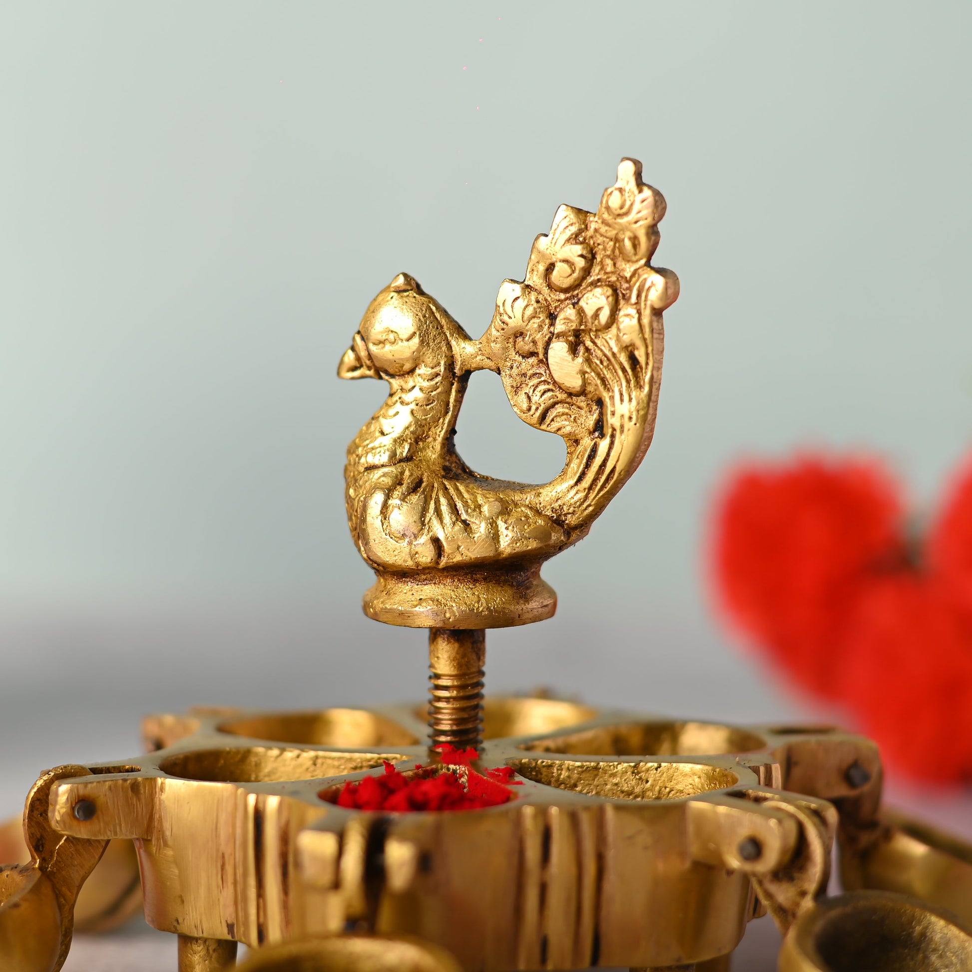 Brass Peacock Kumkum Box (3.5 Inch)