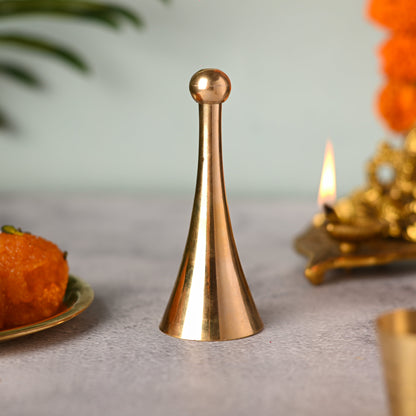 Brass Pooja Handbell / Ghanti (3.8 Inch)