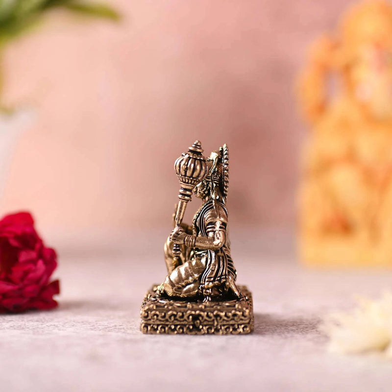 Brass Blessing Sitting Hanuman Lightweight Idol (2.5 Inch)